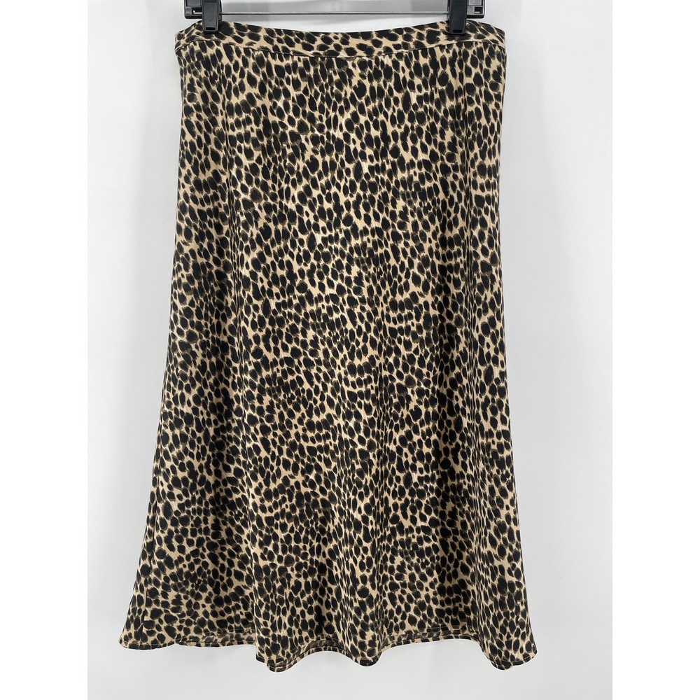 J.Crew Midi Skirt Womens Large Leopard Animal Print Boho Artsy Indie Mob Wife